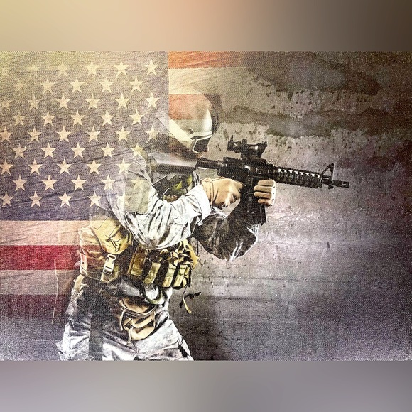 WALL ART USA American Flag/US Military Soldier Canvas wall decor size12x16 NWT - Picture 6 of 7